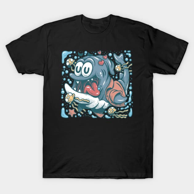 Lunatic Shark T-Shirt by karyatansu